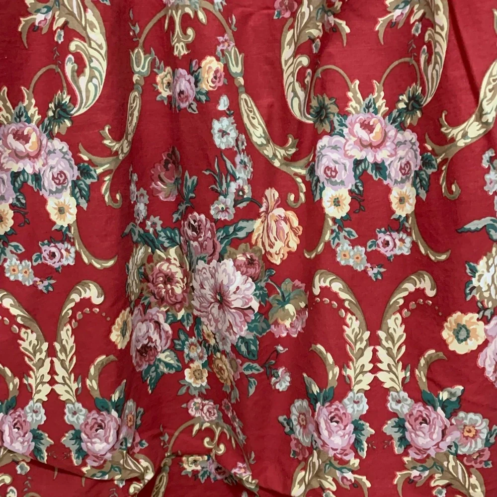 Vintage Ralph Lauren red floral scrolls twin duvet cover
